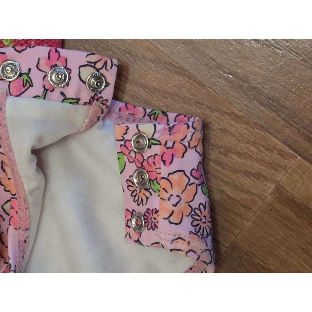 Nicole Miller New York Baby Girls Pink Floral Strawberry Rash Guard Swimsuit 12M